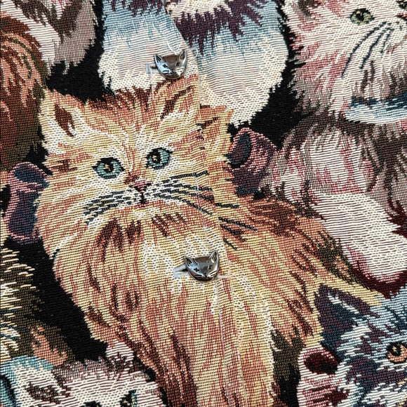 Vintage Tapestry Cat Vest 80s 90s Novelty Size M - Picture 4 of 6